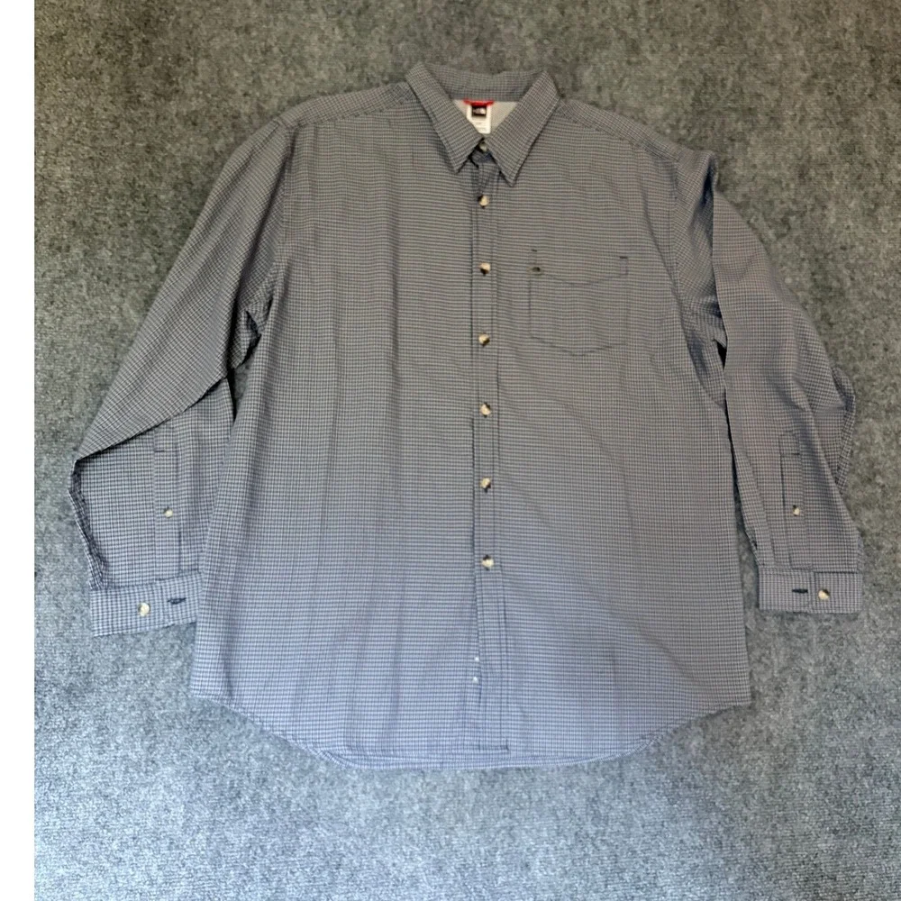 The North Face Mens XL Blue Micro Check Button Down Shirt Long Sleeve ModalBlend